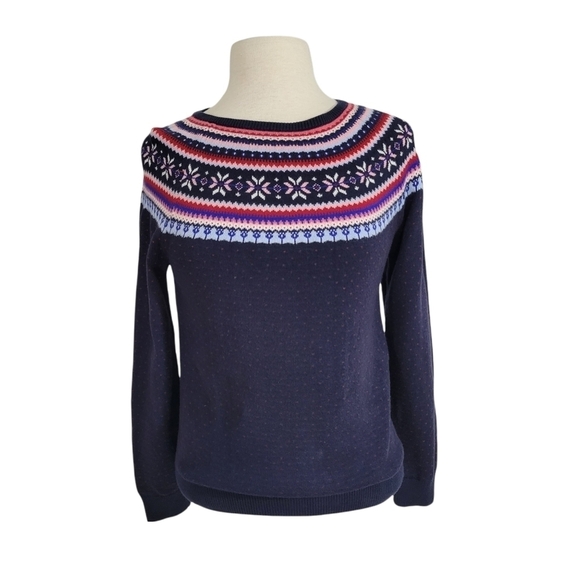 Talbots Navy Blue Fair Isle Sweater SP - Picture 1 of 6